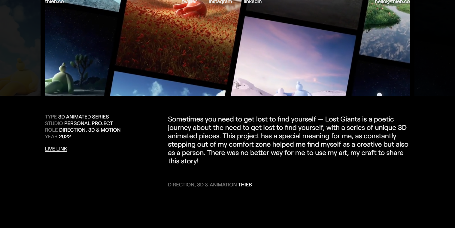 Screenshot of Thieb website
