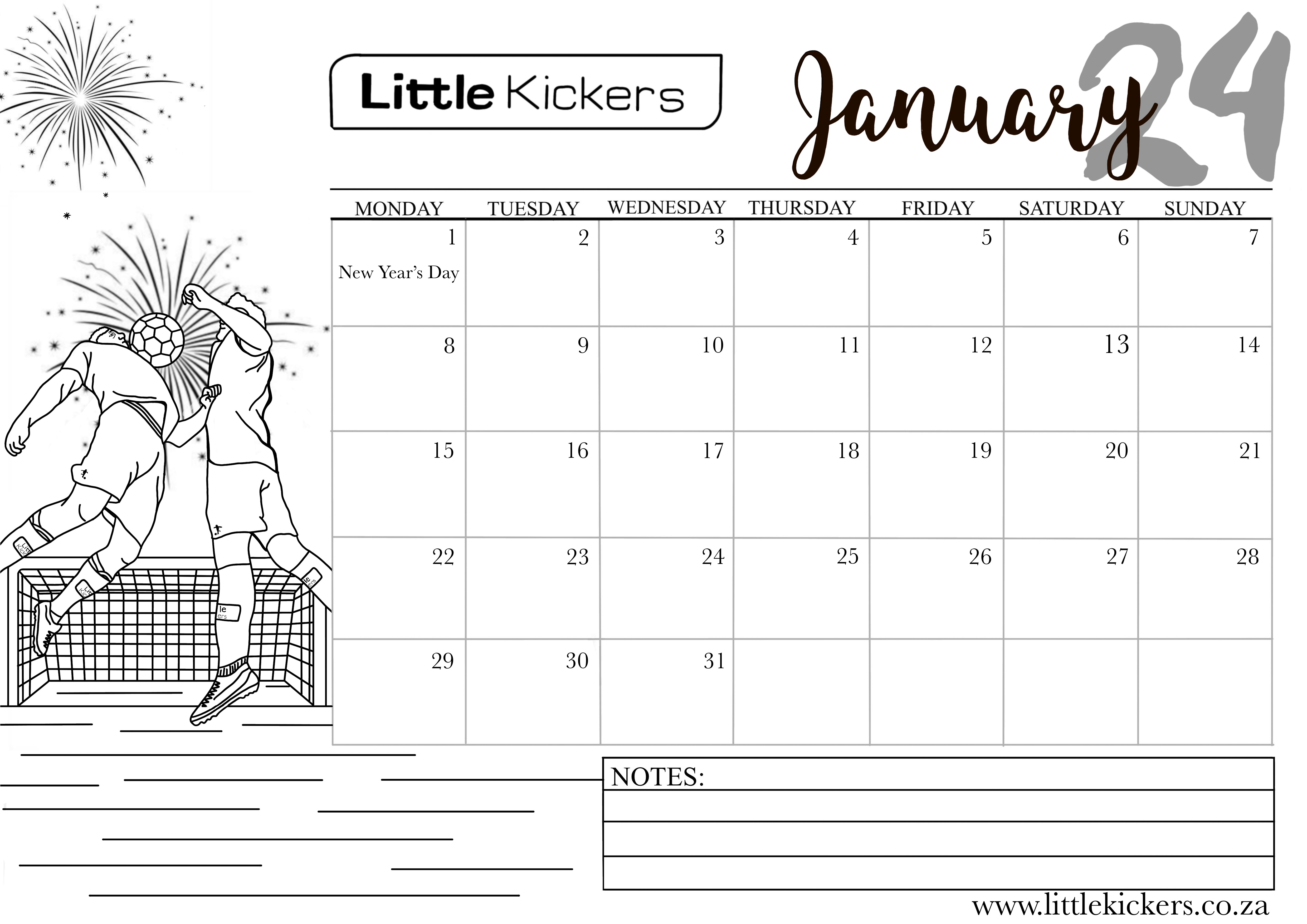 Little Kickers 2024 Calendar January