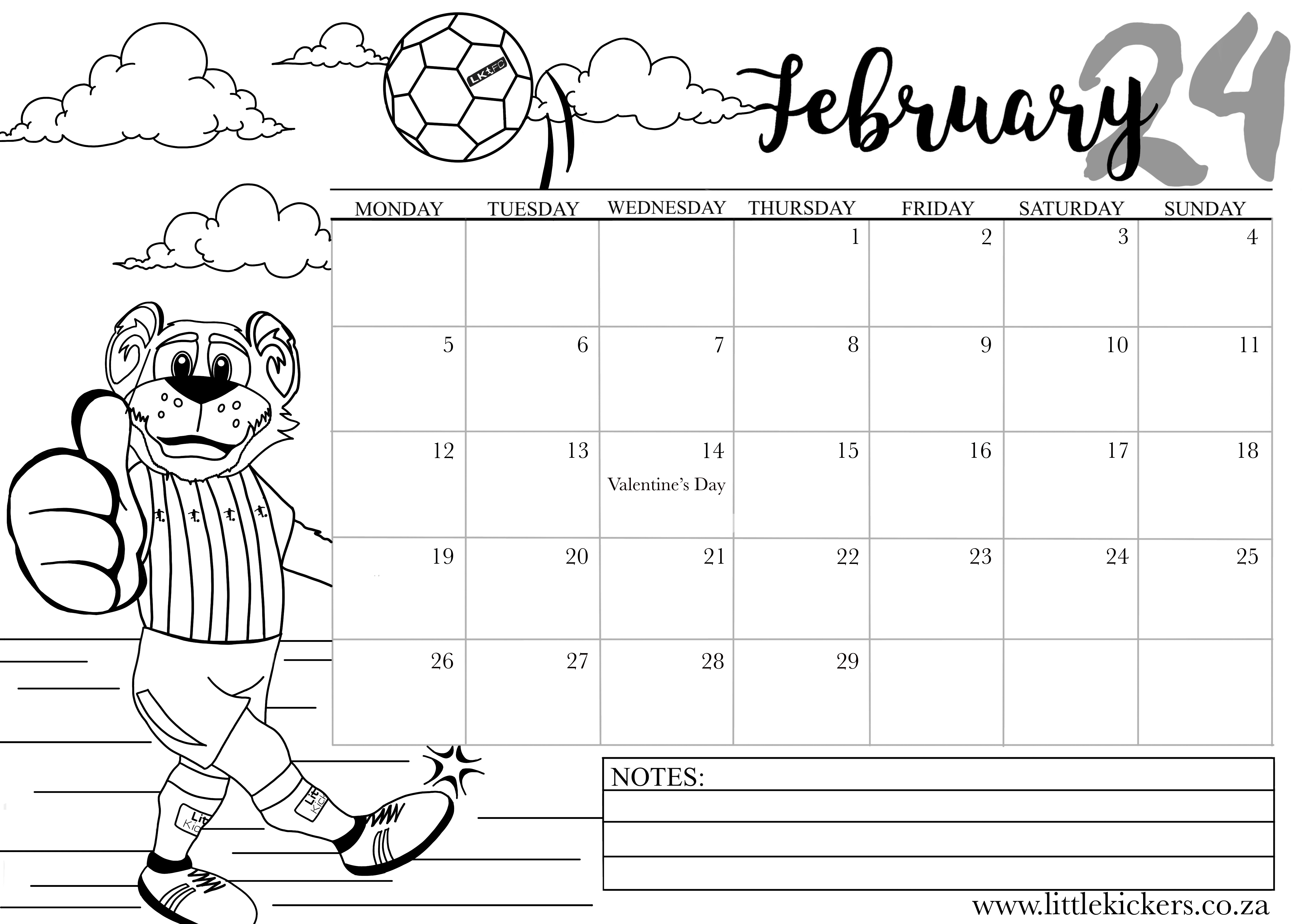 Little Kickers 2024 Calendar February