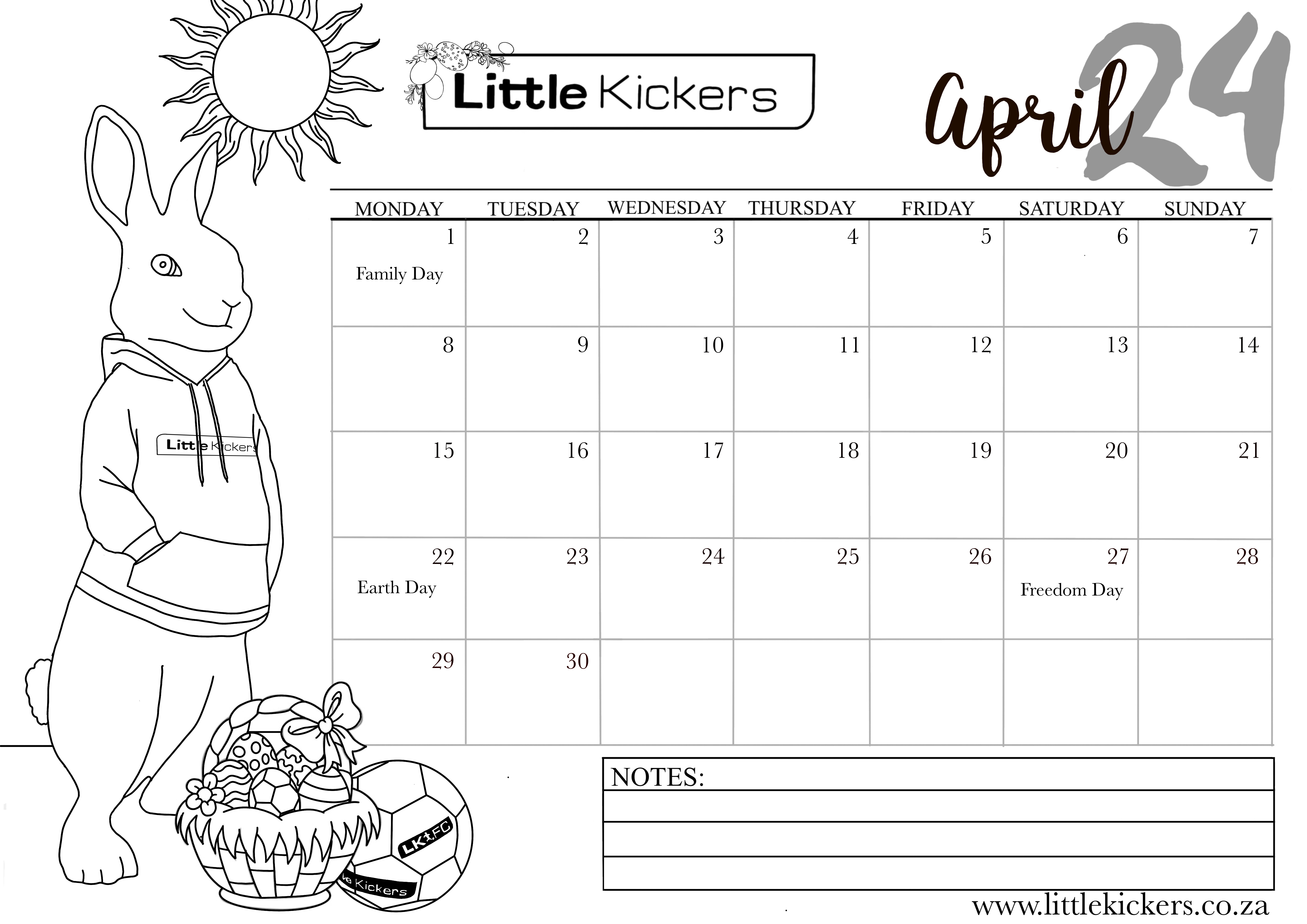 Little Kickers 2024 Calendar April