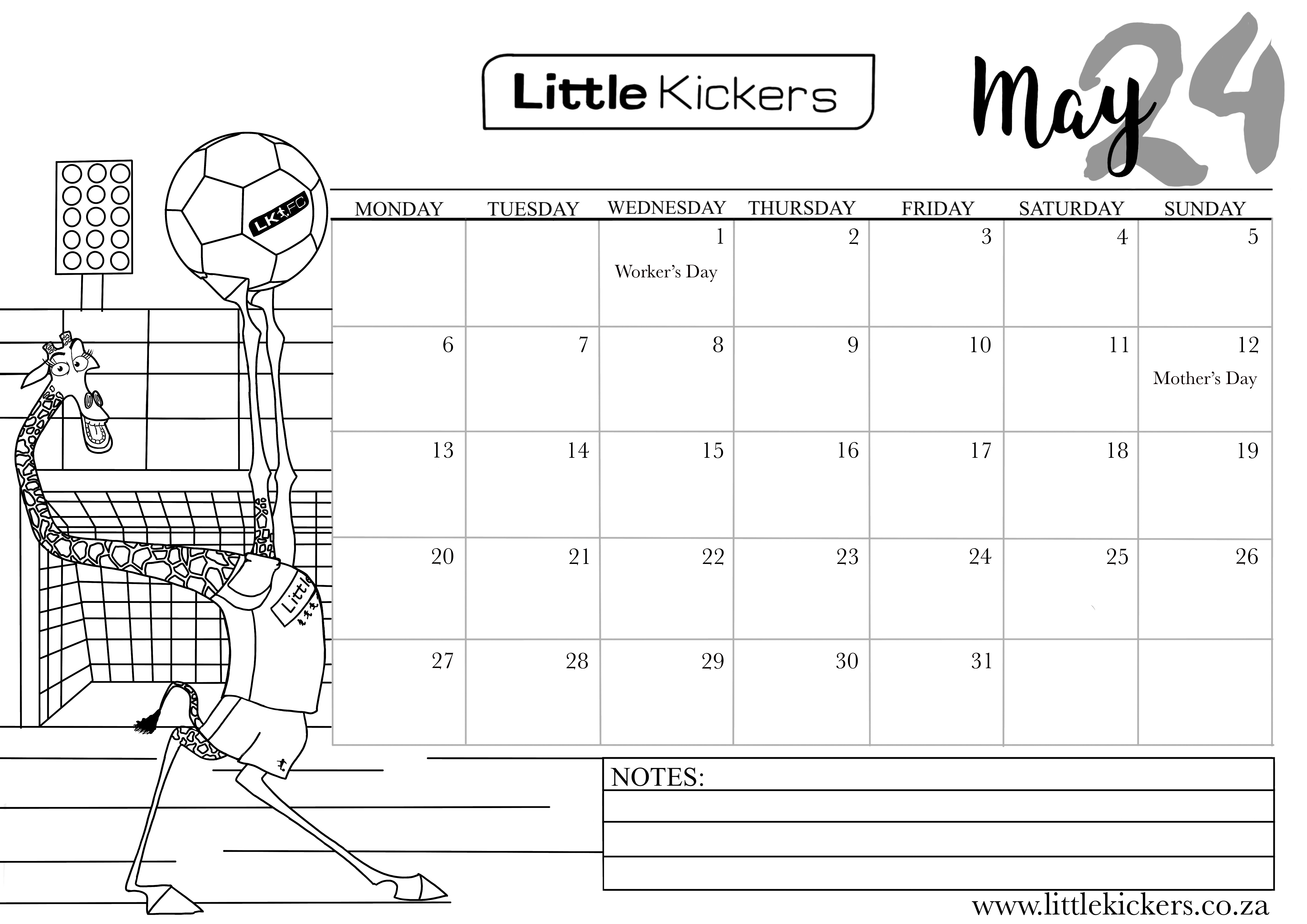 Little Kickers 2024 Calendar May