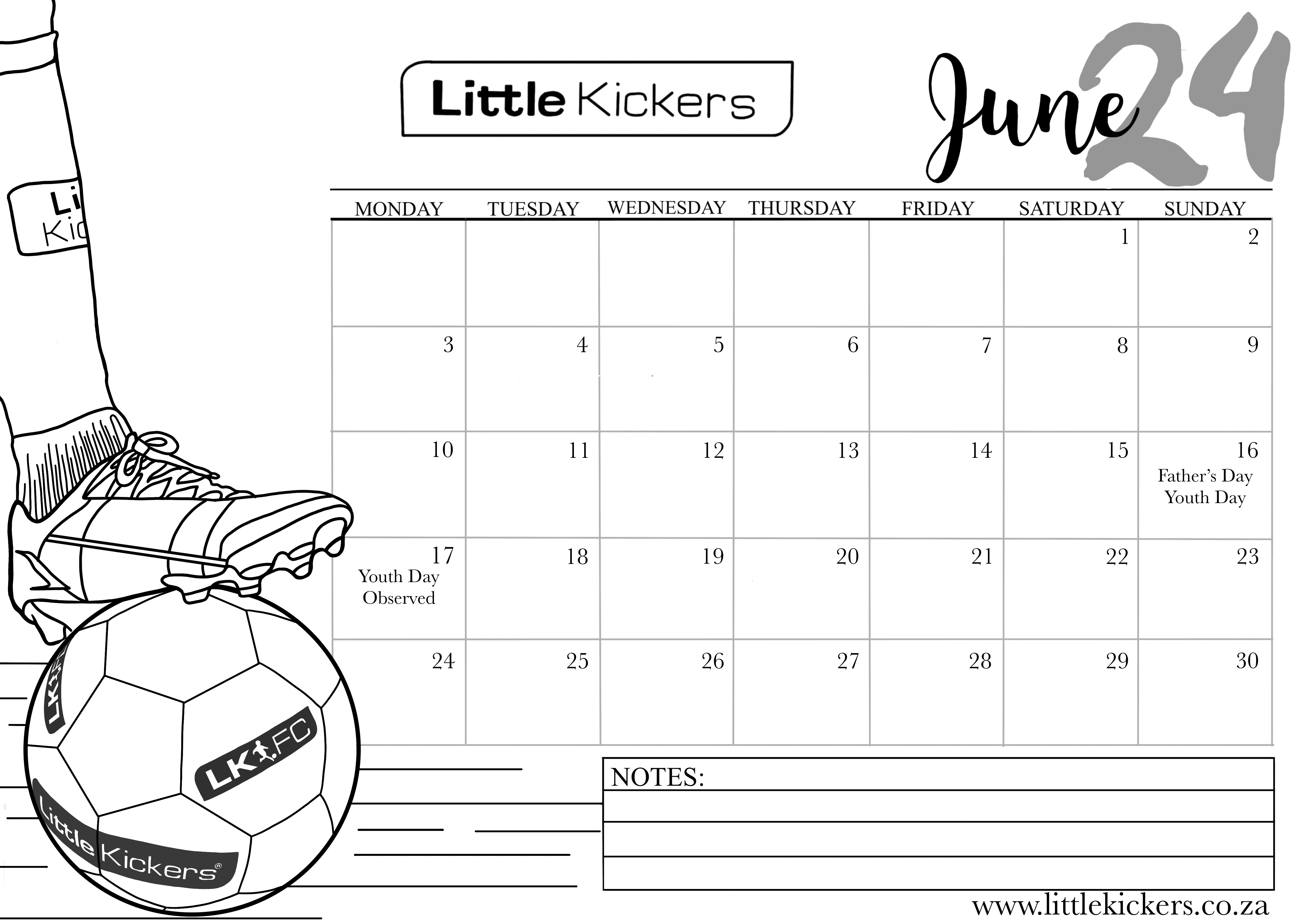 Little Kickers 2024 Calendar June