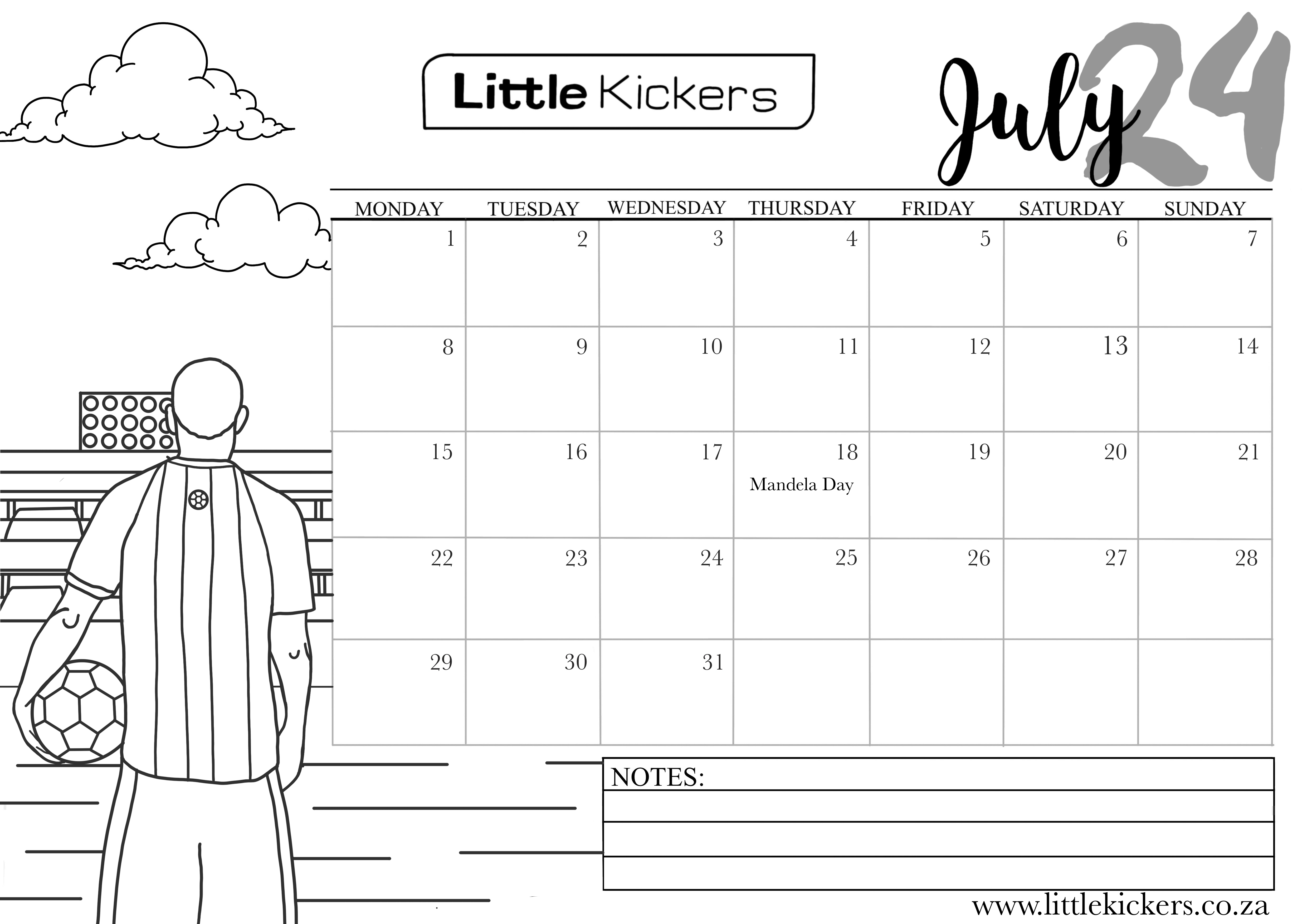 Little Kickers 2024 Calendar July