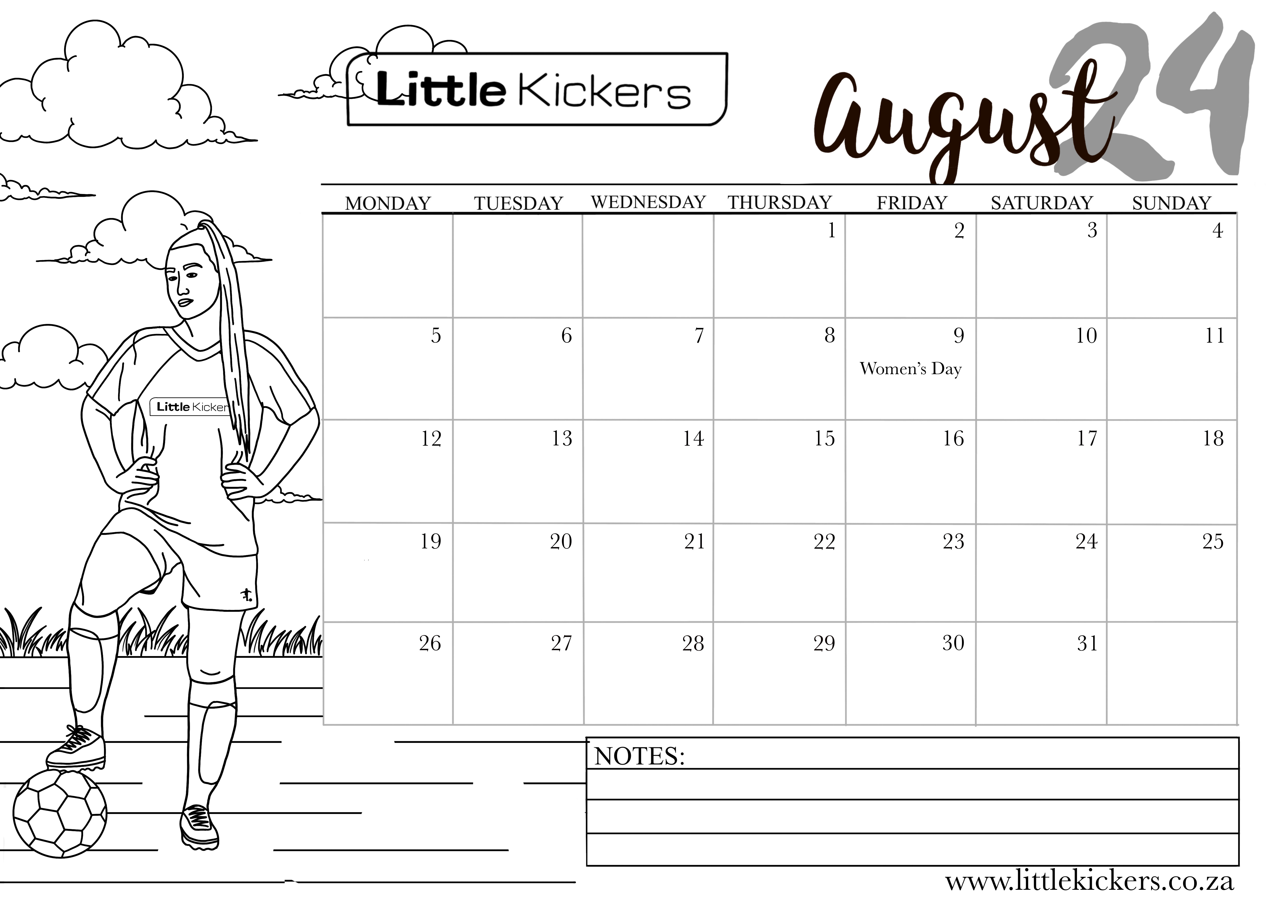 Little Kickers 2024 Calendar August