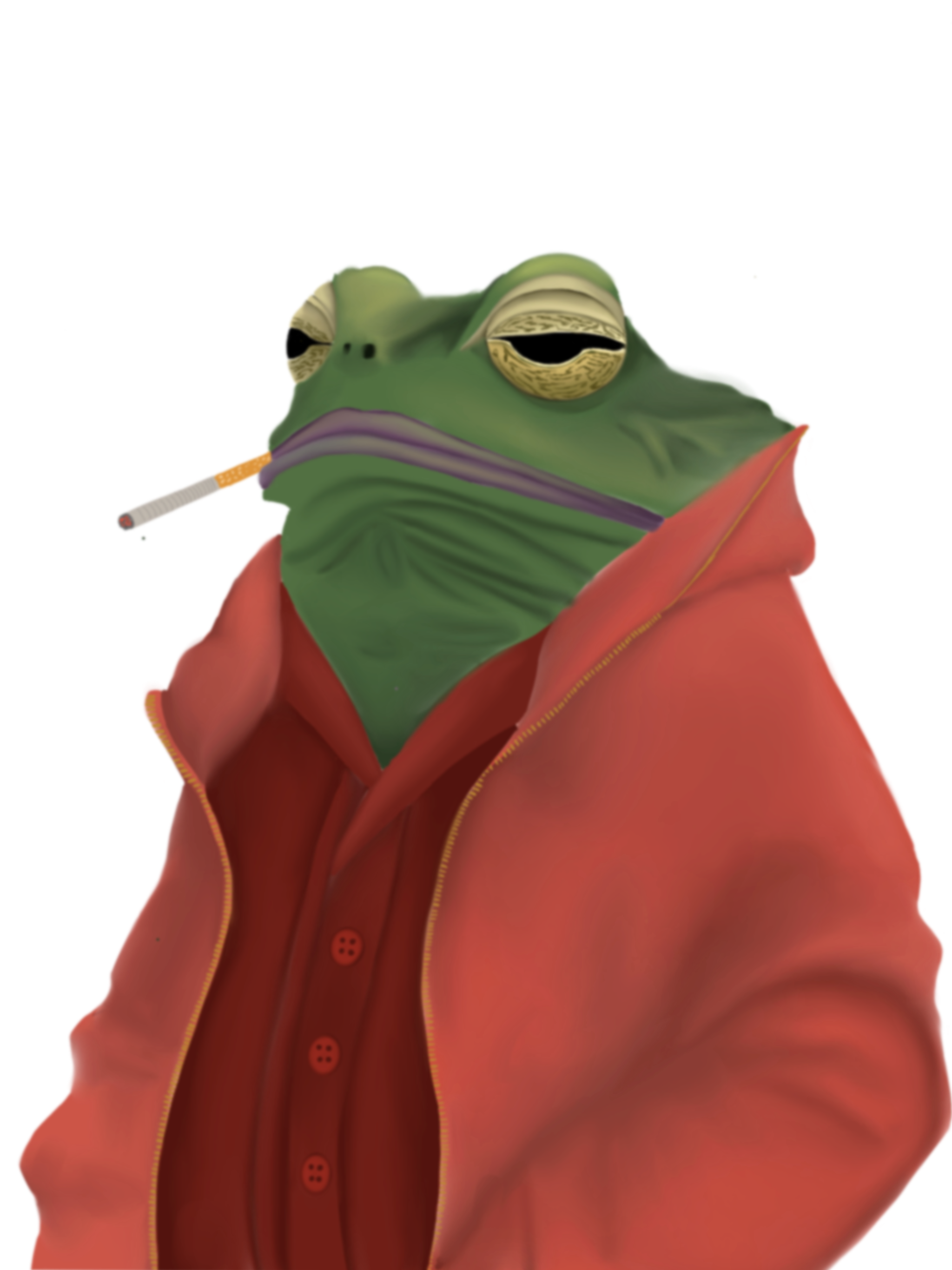 Digital drawing of a frog smoking