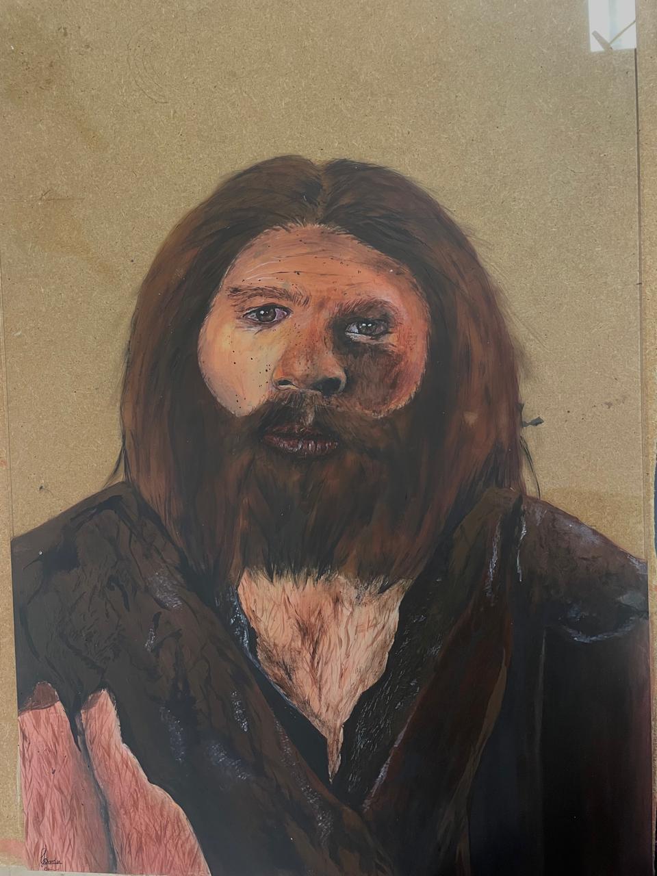 Painting of a neanderthal